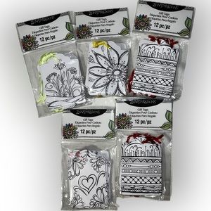 Zensations Coloring Gift Tag Ribbon Loop 12 Set Cards 5 Packs Art Craft 60 Tags